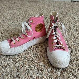 Custom Pink and Gold Converse